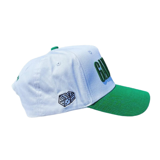 Gambler hat white and green