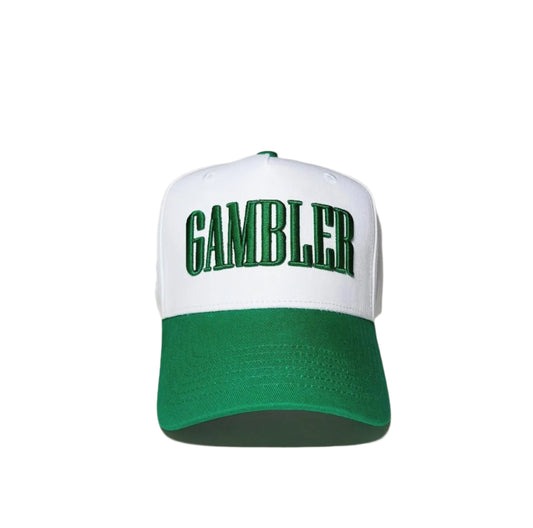 Gambler hat white & green